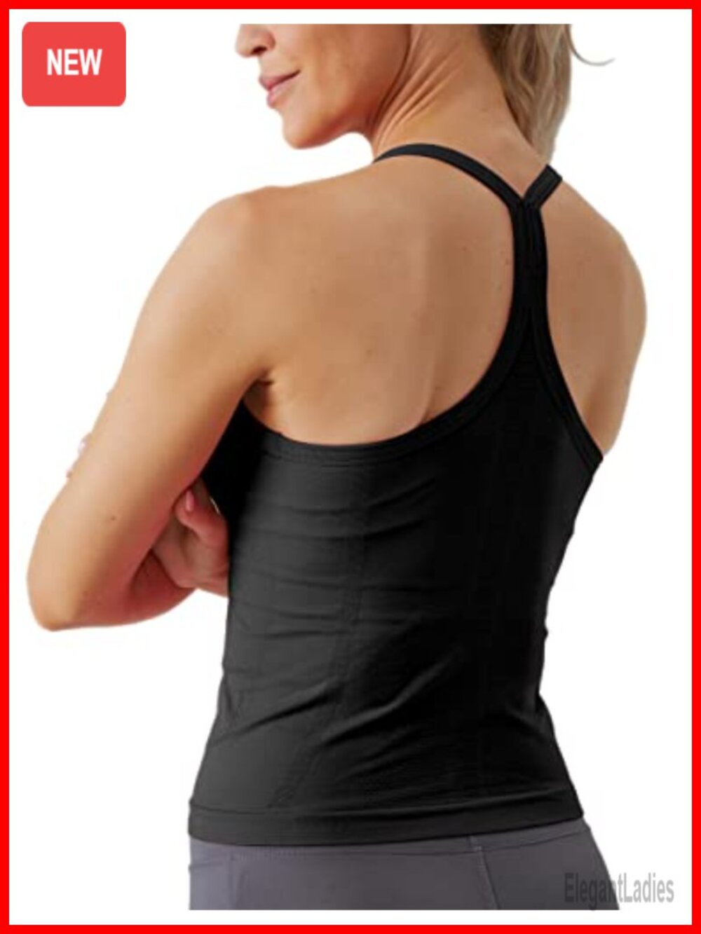 Racerback Workout Tank Top Built-in Bra Seamless Slim Fit Athletic